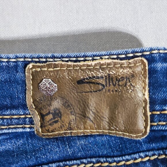 Silver Jeans women's size W27/L31 indigo blue Suki Super stretch Mid slim Boot - Picture 5 of 16